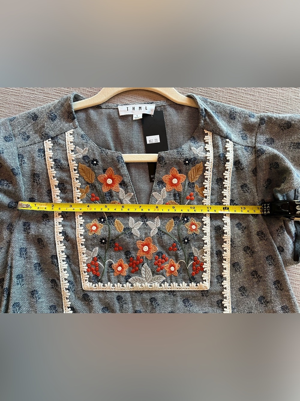 THML Floral Embroidered Mini Dress- size large -NWT - Picture 8 of 9